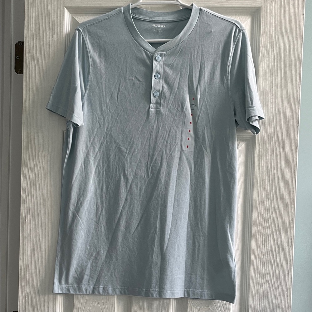 Old Navy Men's Sky Blue Henley Tee